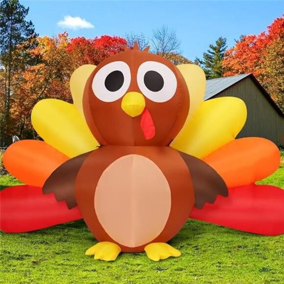 6.7 FT Long Thanksgiving Inflatables Turkey Baby with...